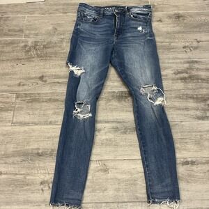 American Eagle Outfitters Super Hi Rise Jegging Jean Distressed Women Sz 6 Short